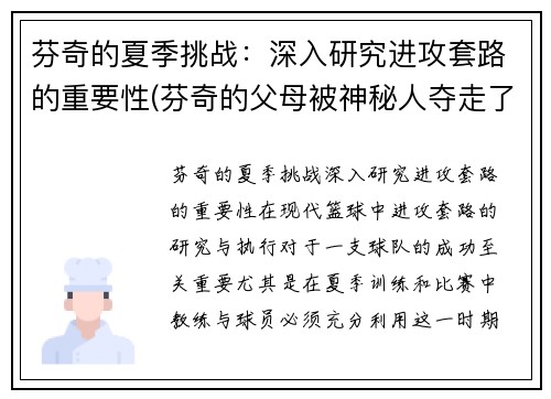 芬奇的夏季挑战：深入研究进攻套路的重要性(芬奇的父母被神秘人夺走了生命)