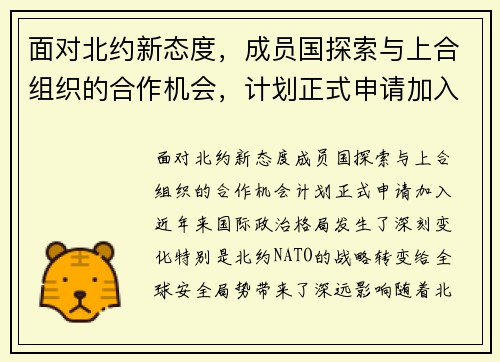 面对北约新态度，成员国探索与上合组织的合作机会，计划正式申请加入